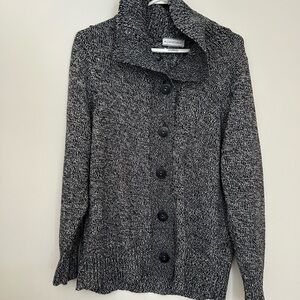 Allison Daley Black Cardigan Sweater with Textured Knit